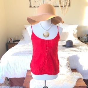 Red spaghetti-strap blouse